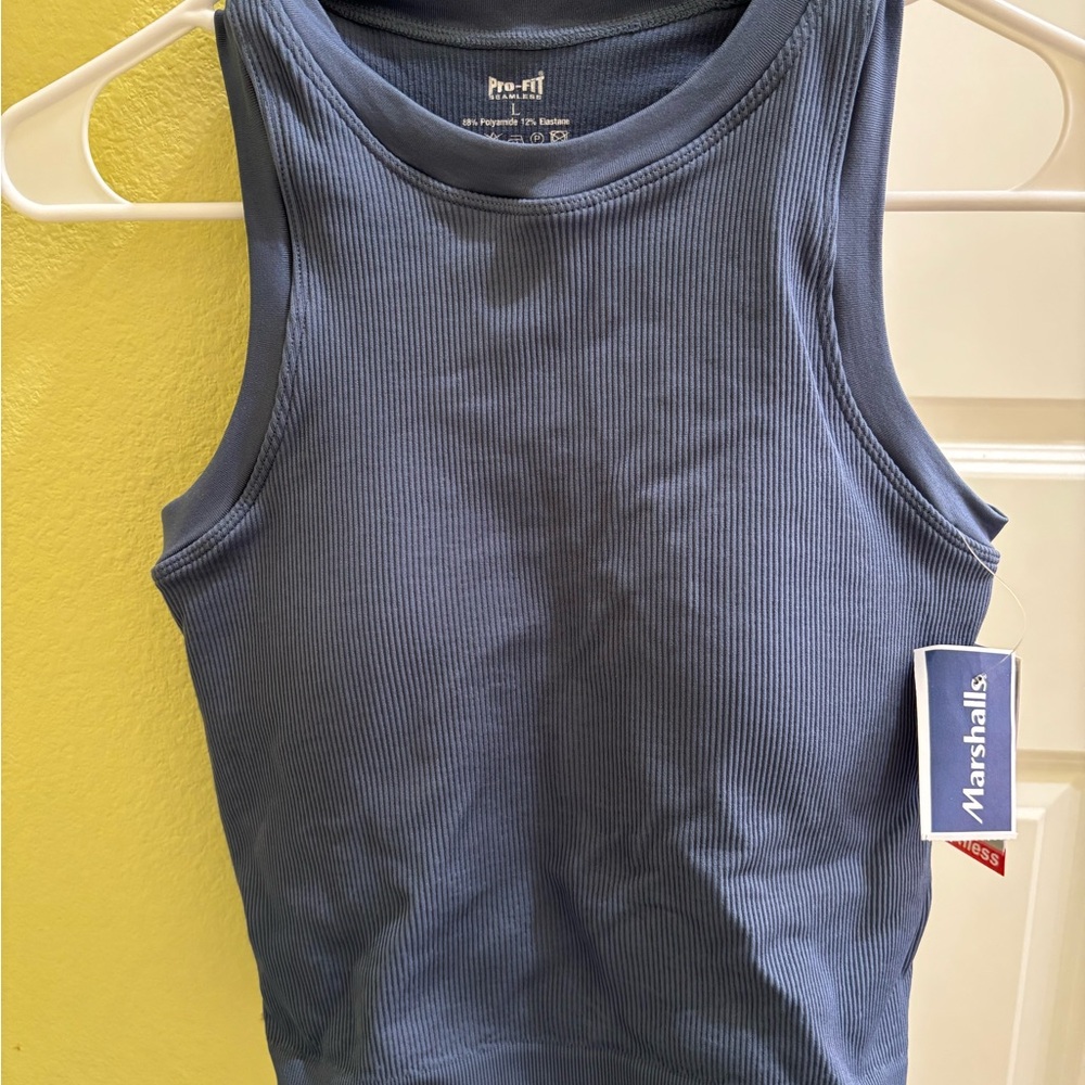 Blue Ribbed Tank Top